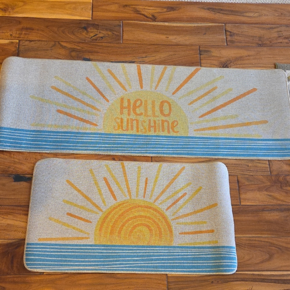 Hello Sunshine Door Kitchen Bath Mat Set NEW